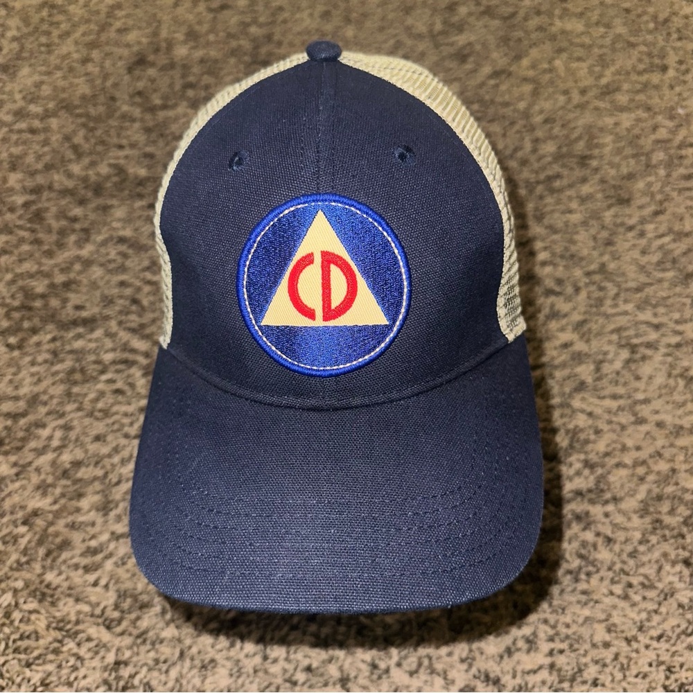 Gently used Navy Blue Trucker Hat with CD Logo